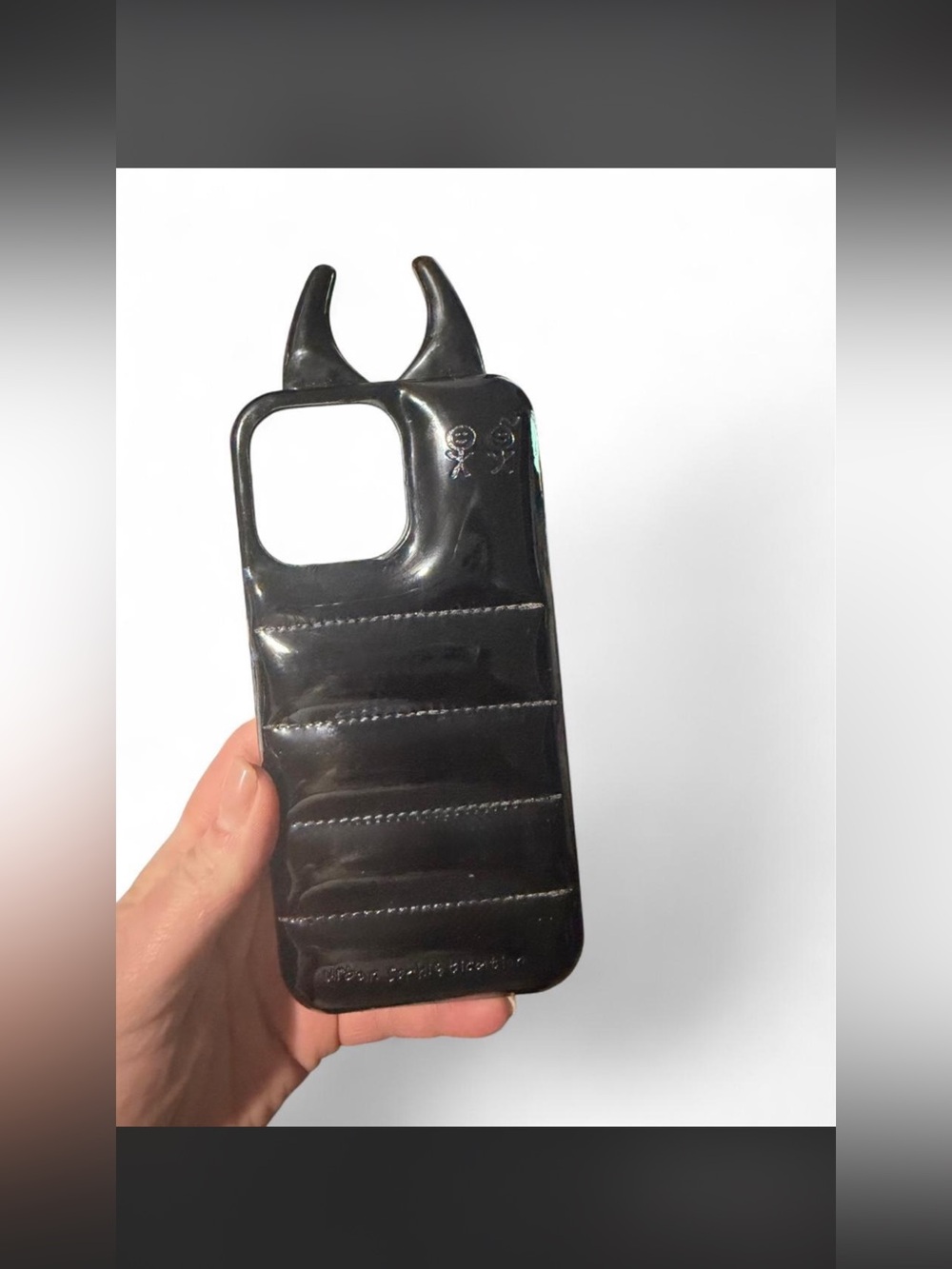 Black Devil Horn TPU Phone Case with Padded Texture